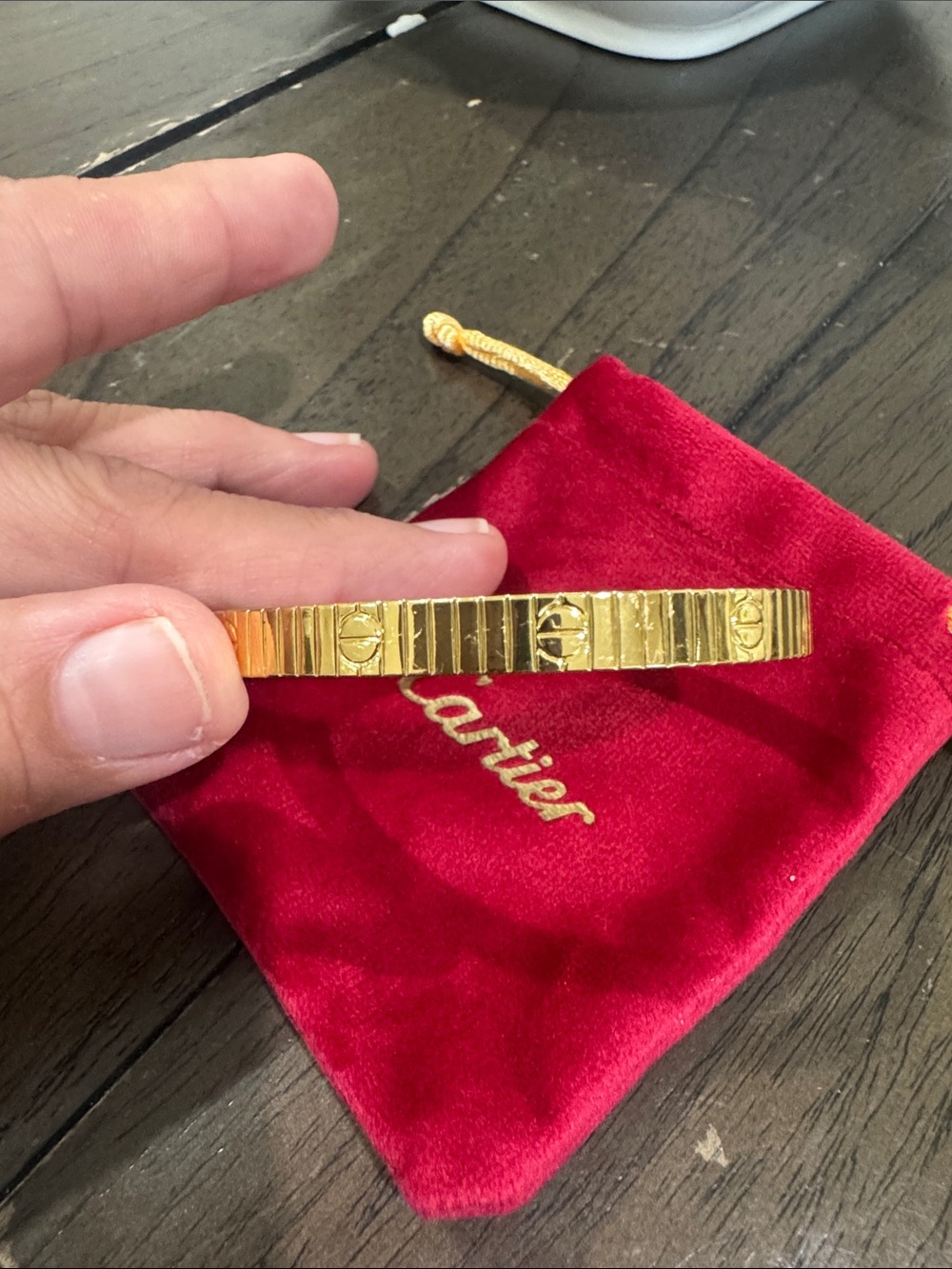 Gold Ridged Men’s Bracelet with Signature Motifs